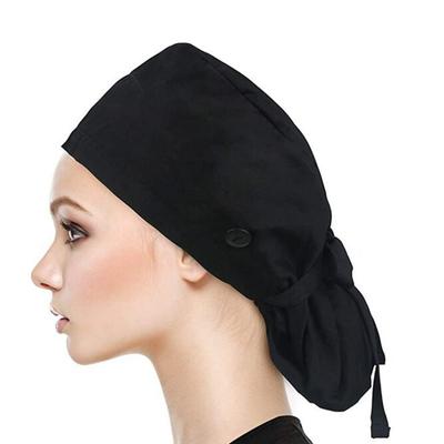 Düz Renk Baskılı Hemşire Şapkası Ayarlanabilir Yıkanabilir Ameliyathane Çalışma Şapkaları Kadın At Kuyruğu Şapkası