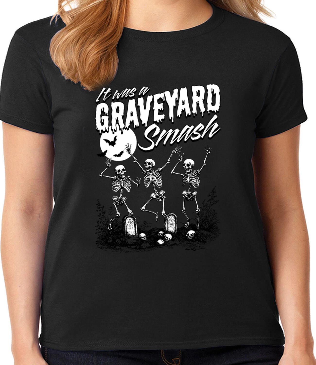 Halloween T-shirt Women Ladies Tee Dancing Skeleton Funny Saying Tee Shirt XXXL