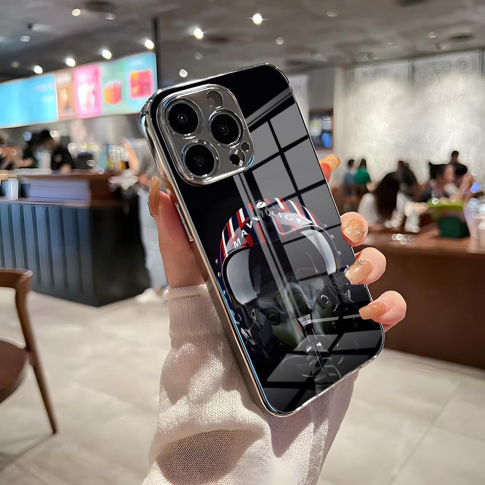 Top Gun Maverick Phone Case For IPhone 17 Pro Max 15 Pro 16 14 Plus 12 13 Mini 11 Pro Shockproof Electroplated Glass Cover