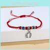 Owl Flower Turtle Elephant Pendant Weaving Bracelet With Adjustable Red Cord And Glass Beads For Women