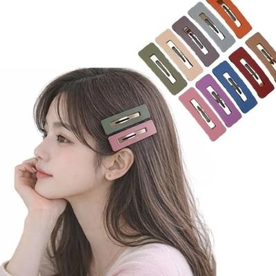 10 Downtone Square Matte Color Snap Clips, Bangs Fixing Pins, Point Girl Group Hairpins, High Teen Y2K Look