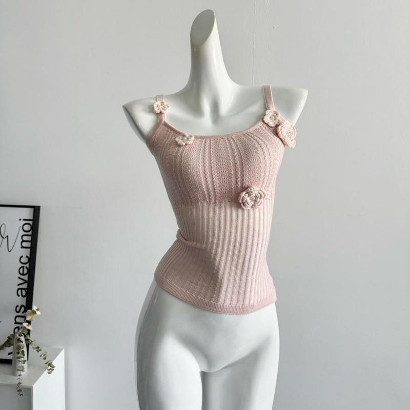 Women's Summer Floral Knit Cami Top Sleeveless Slim Fit Camisole