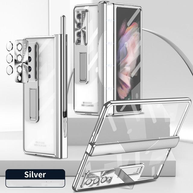 Shockproof Plating Full Protection Cases For Samsung Galaxy Z Fold4 5g Fold 4 Fold3 Fold 3 Tempered Glass S Pen Holder Coque