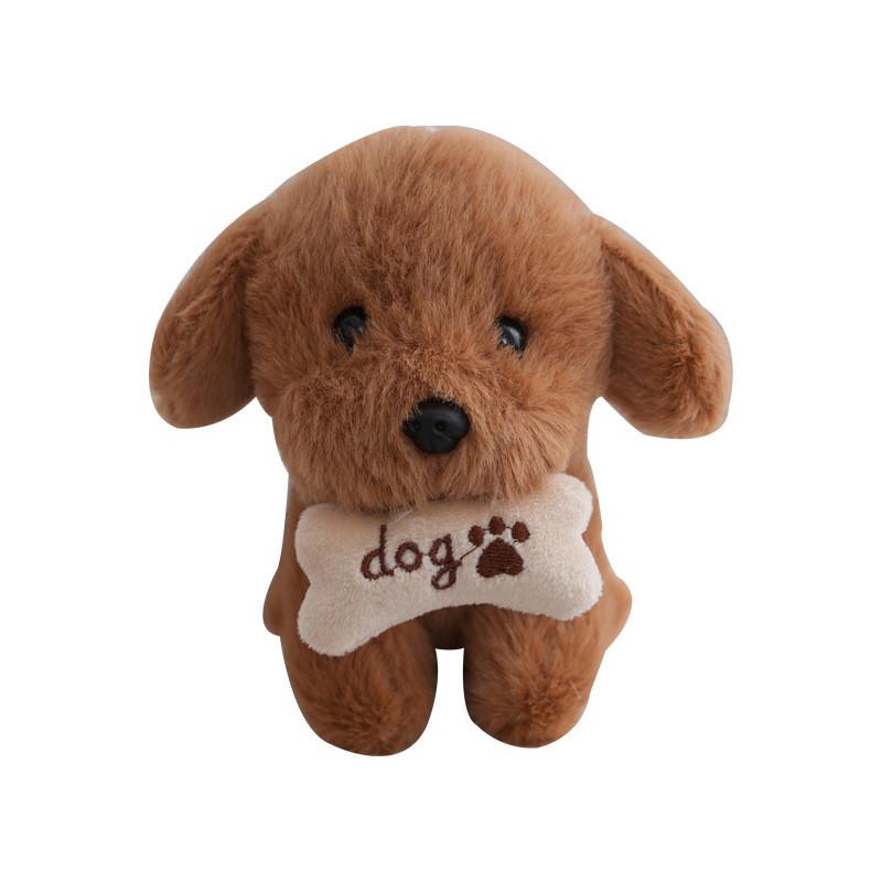 Sitting Cute Dog Plush Toy With Bone Decor And Letter Embroidery For Gift Kids