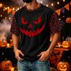 Men's Casual Corduroy Short Sleeve Crew Neck Lightweight Breathable Top Halloween Print Design Comfortable Fit