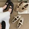 Fashion 2025 Summer New Leather Woven Women Flat Shoes Round Toe Casual Hollow Breathable Shoes Retro Temperament Women Shoes