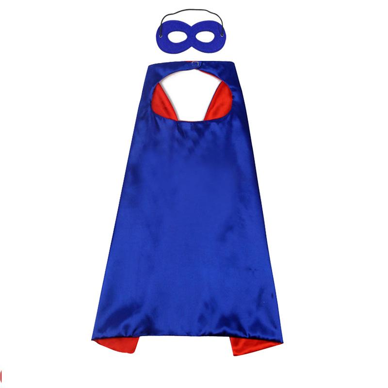Costume Cosplay Super-Héros Uni Deux Couleurs Satin Cape de Super-Héros Cape Enfant Garçons Filles Satin Halloween Carnaval Fête One Size bleu