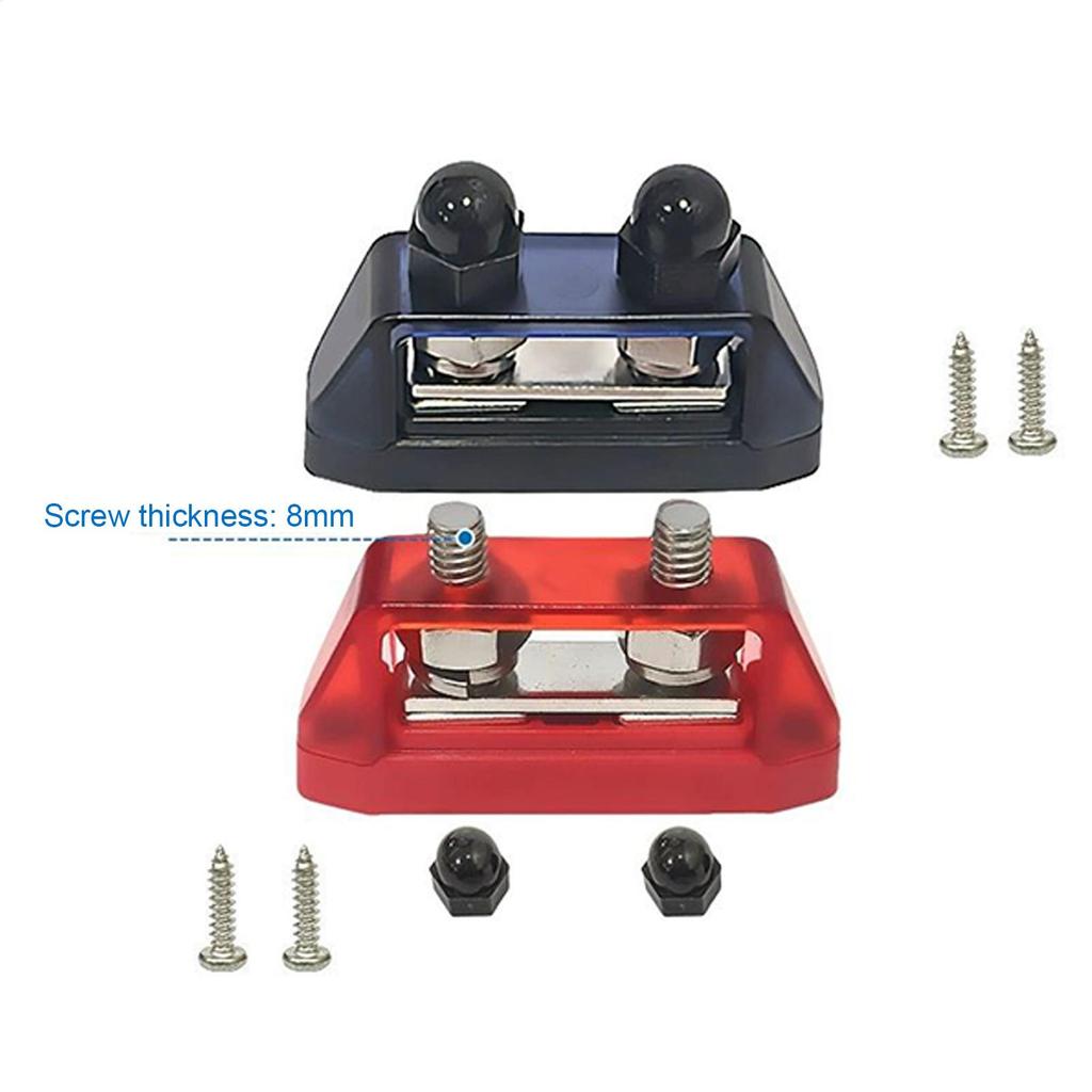 2 Stück 12V-48V DC Sammelschienen-Verteilungsblock Mit Doppelbolzen Klemmenblock M8/M10 Elektrische Sammelschienenmontage Isolatoren Für Marine