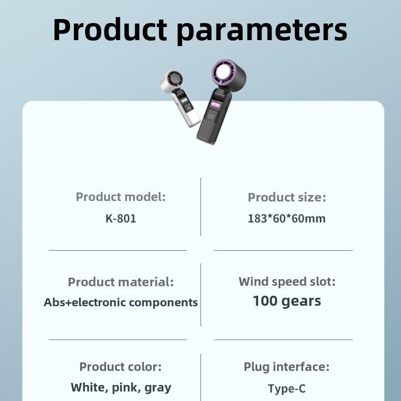 Outdoor Portable Hanging Neck Fan 180 Degree Foldable Mini Fan Handheld High-speed Powerful Turbo Fan