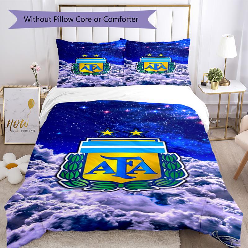 Argentina Football Club Printed Pattern Duvet Cover Set – Includes 1 Duvet Cover and 2 Matching Pillowcases Bedroom Decor Christmas Gifts