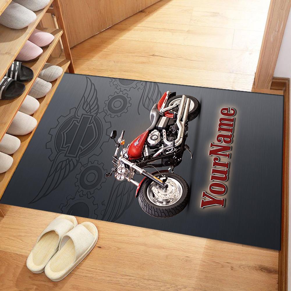 Harley-davidson Motorcycles Customizable Name Floor Mat Suitable for Outdoor Hallway Entryway Kitchen Antislip Carpet Decorate Offices