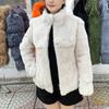 Natural Real Rabbit Fur Zipper Coat Woman Winter Fashion Stand Collar Plus Size Luxury Warm Outwear Waisted High Quality Jacket Made By QUEENTINA