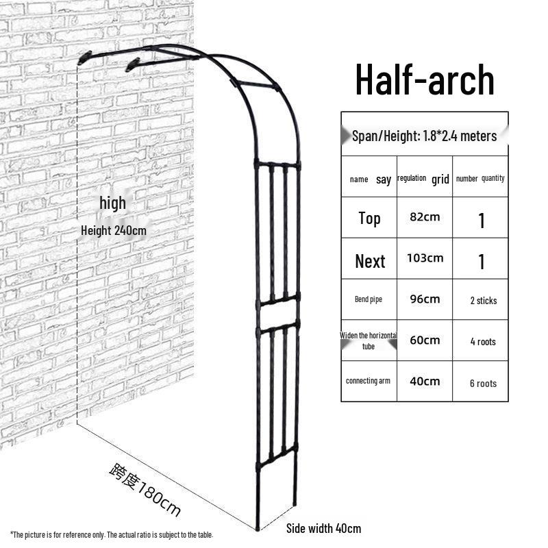 Half Arch Rose Trellis: Curved Iron Flower Stand for Garden or Balcony