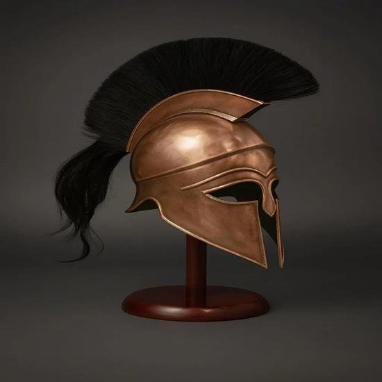 Corinthian Helmet with Stand Ancient Greek Warrior Armor for Cosplay, LARP, Decor Collectors Handmade Bronze Replica