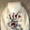 Autumn Men Pullover Hoodie Oversized Sweatshirt Fashion Loose Skeleton Poker Print Long Sleeve Couple Clothes