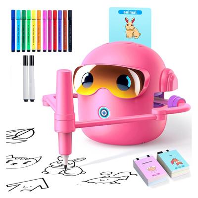 Drawing Robot for Kids With100 Cards,Montessori Painting Learning Toys,Voice Interactive Early Learning Educational Drawing Toy Gift