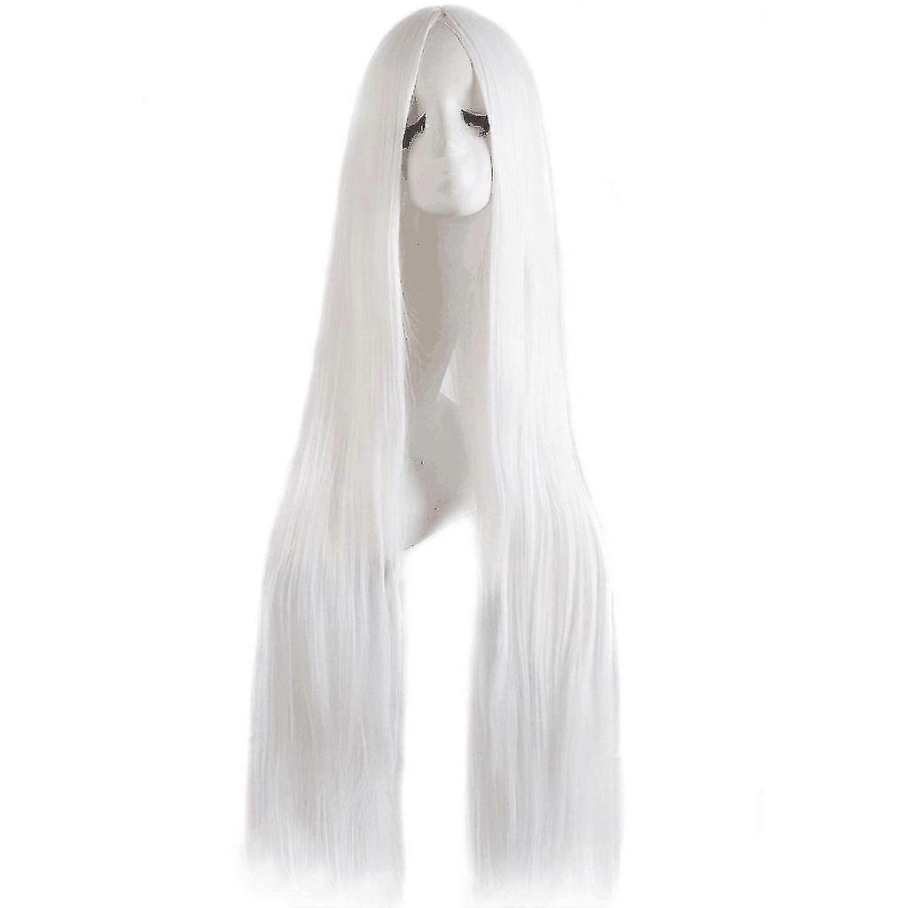 Cos Wig Universal Black White Long Straight Hair Style For Men And Women