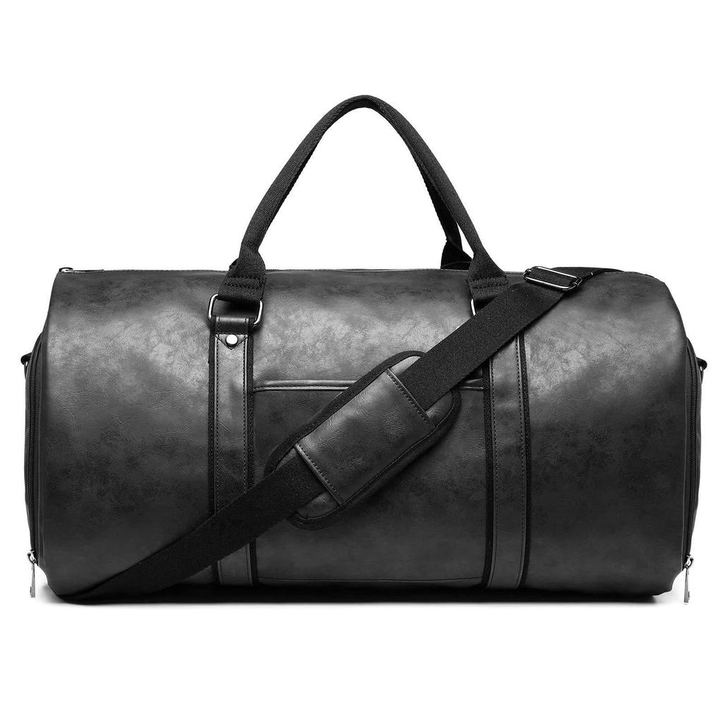 Convertible Men's Leather Travel Suit Bag - In-Stock Leather Garment Bag for Clothes and Luggage