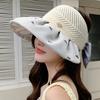 Summer Colored Glue Bow Sun Hat Women's Big Eaves Sun Protection UV Protection Sun Hat Outdoor Travel Empty Top Hat