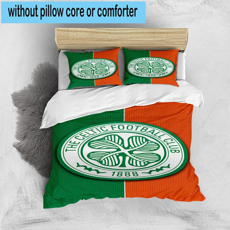 3pcs Cel-tic Football Club Crest Printed Bedding Set Duvet Cover Closure Includes 1 Duvet Cover & 2 Pillowcases Bedding Sets Home Decor Gifts