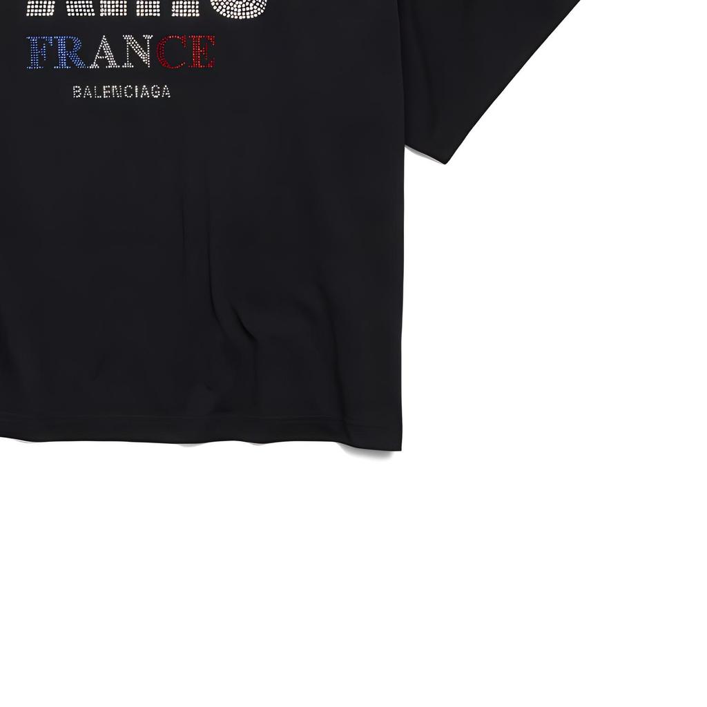 Balenciaga Paris Strass Cropped Oversized T Shirt 818431TRVL51000