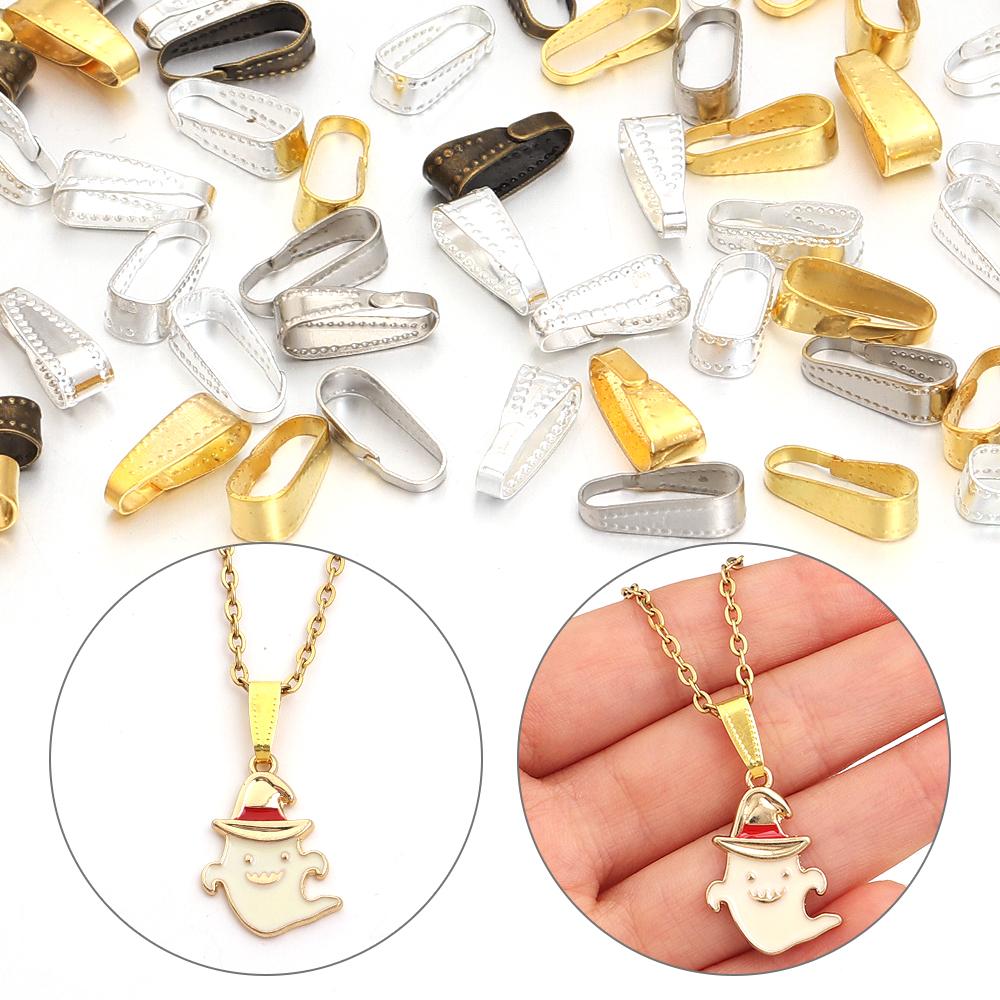 100pcs/lot Metal Pinch Clip Clasps Bails Pendant Claw Clasps For Necklace Earings Connectors Jewelry Making DIY Accessories