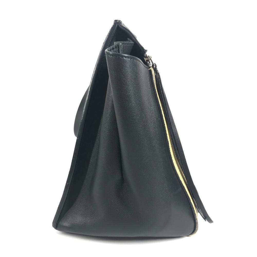 Celine Zweifarbige Kante Handtasche Fransen Quaste Umhängetasche Leder Beige/Marine