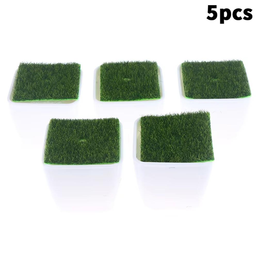 

5Pcs Artificial Grass Artificial Flower Ornaments for Garden Balcony Bonsai Vase Decoration 5Pcs Square