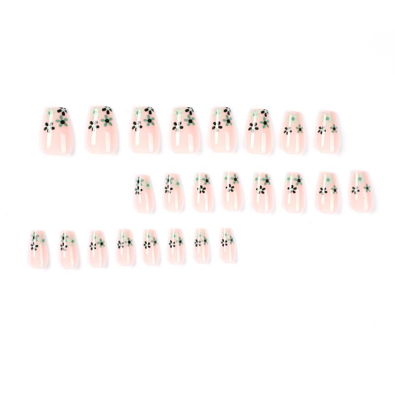 Detachable Green Floral Jelly Nail Tips