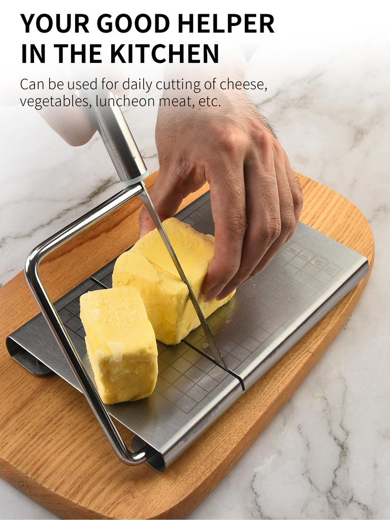 Stainless steel blade cheese bread cutter, cheese butter calibrated slicer, small kitchen baking tool