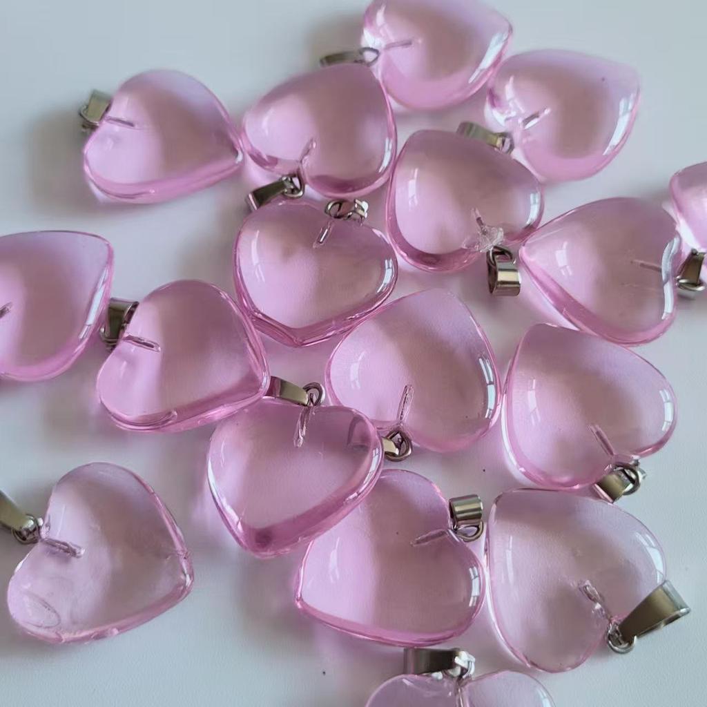 Heart-Shaped Natural Agate Pendant Necklace - 20mm Crystal Stone