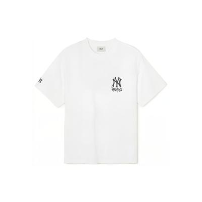 MLB SS24 New York Yankees Color Block Logo Loose Fit Printed Crew Neck Short Sleeve T-Shirt Unisex Tops White 3ATSB1843-50WHS
