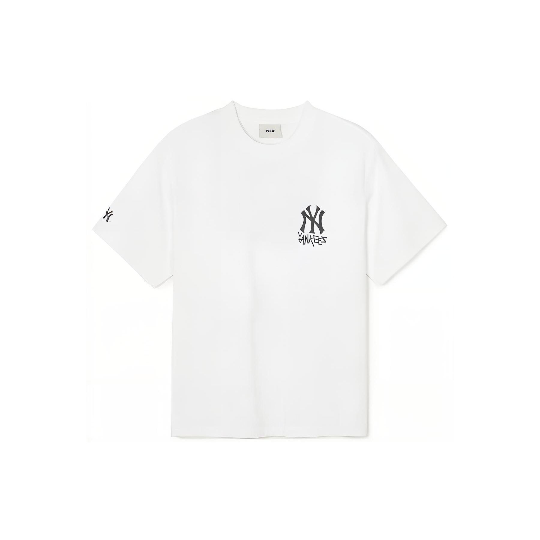 MLB SS24 New York Yankees Colorblock Logo Locker geschnitten Rundhals Kurzarm T-Shirt Unisex Oberteile Weiß 3ATSB1843-50WHS XL white