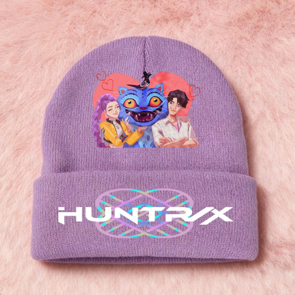 Latest KPop Demon Girls Knitted Hats Kpop Hunter Cartoon Children Headgear Cotton Cold Season Adorable Hat Anime Children Navidad Birth Date Gifts