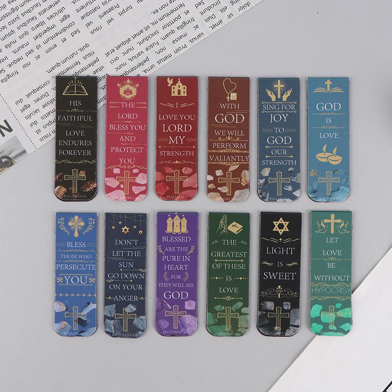 12Pcs Aesthetic Motivational Bible Quotes Paper Bookmarks Diy Students Readers Page Markers Library Office Page Marking