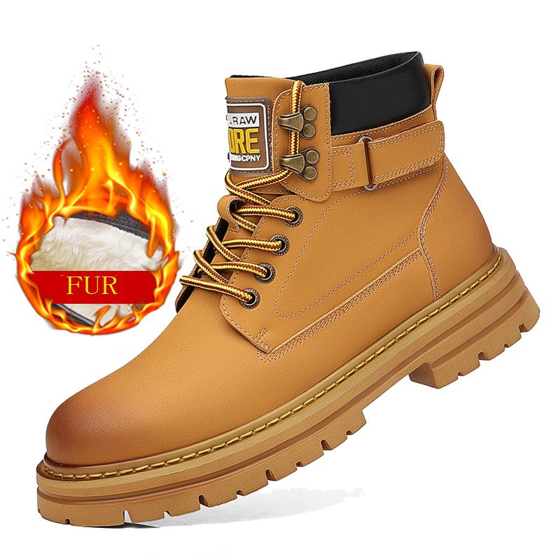 

Зимние ботинки Натуральная кожа Мужские ботинки 2024 Британский стиль Ботинки ревень Роскошные зимние ботинки Уличные Боевые Модные ботинки 44