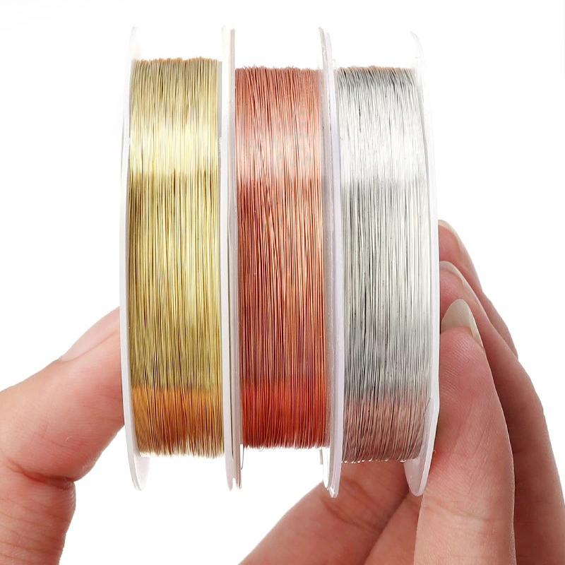 1Roll/Lot Gold Color Copper Wire 0.2/0.25/0.3/0.4/0.5/0.6/0.7/0.8/1mm Beading Cord for DIY Jewelry Making Bracelet Accessories