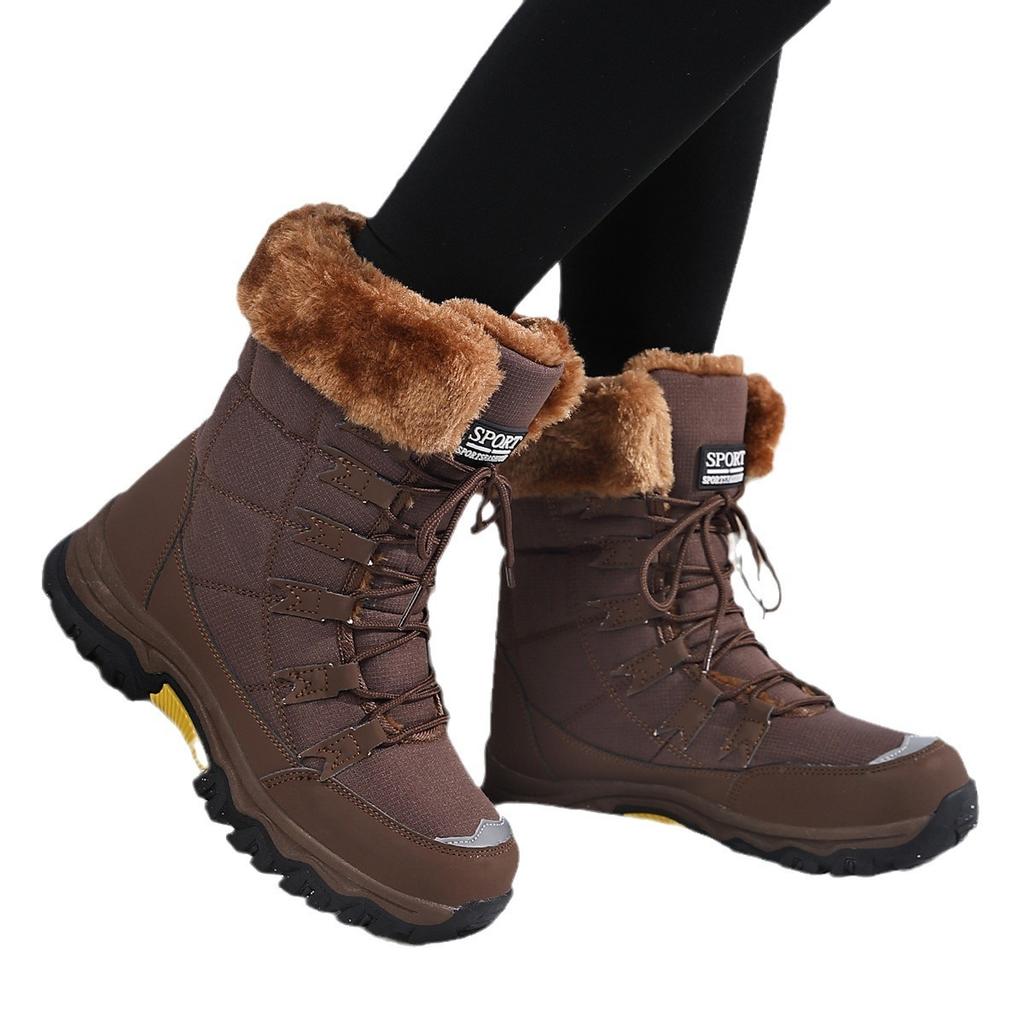 New Women's Snow Boots with Winter Warmth, Midsole Boots with Thick Fleece, Northeast Cotton Shoes, Cross-border Plus Size Women's Shoes