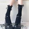 White lace floral bow calf socks Lolita Velvet mid-calf socks with trendy patterns, pure and desirable