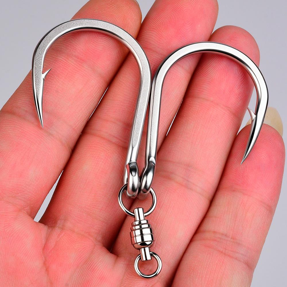 5pcs/box Saltwater Fishing Jigging Hooks Forged Extra Strong Stainless Steel Trolling Sea Bass Striper Snapper Fishing Hooks
