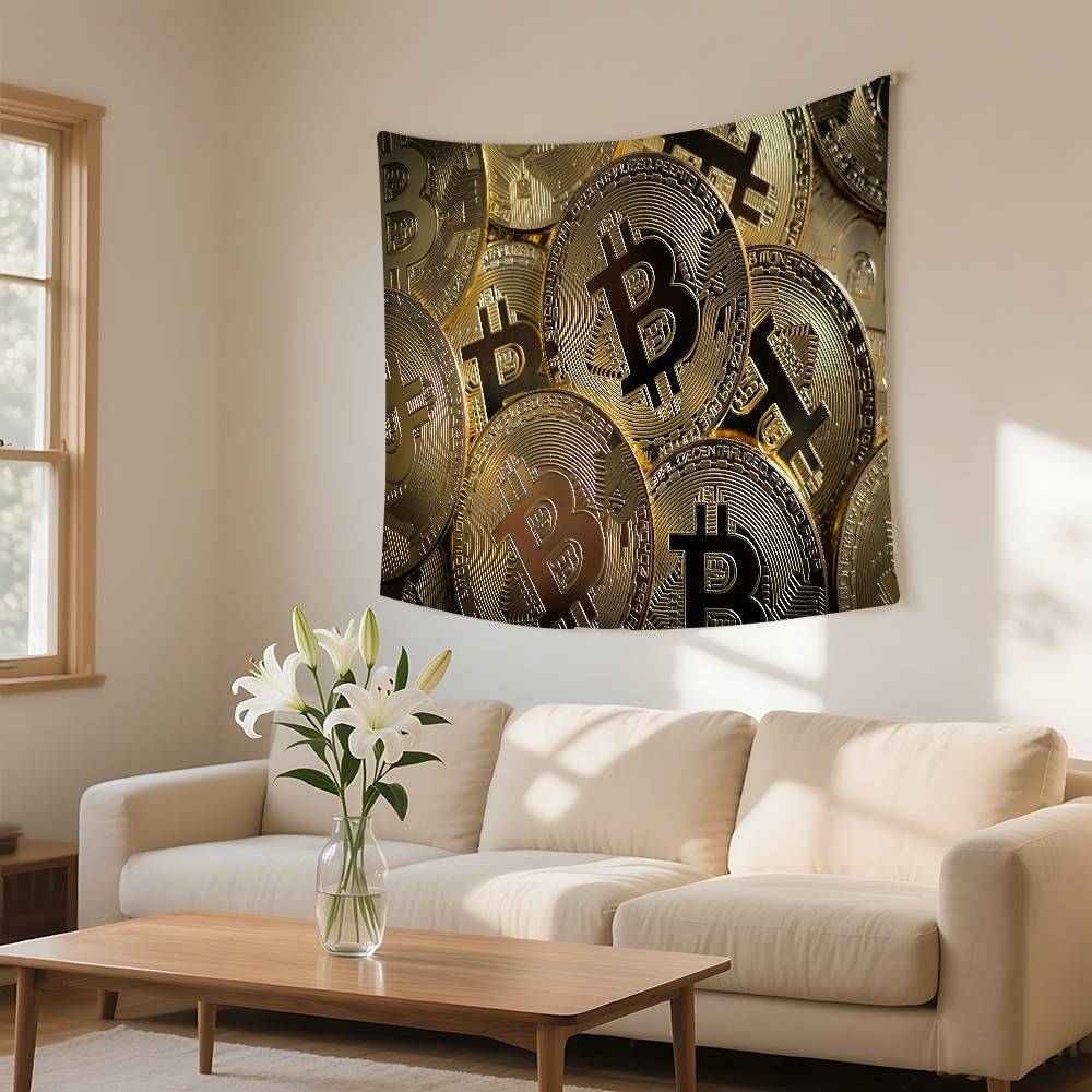 I Love Accept Bitcoin Tapestry Wall Hanging Tapestry Art Deco Blanket Curtain Hanging At Home Bedroom Living Room Decor