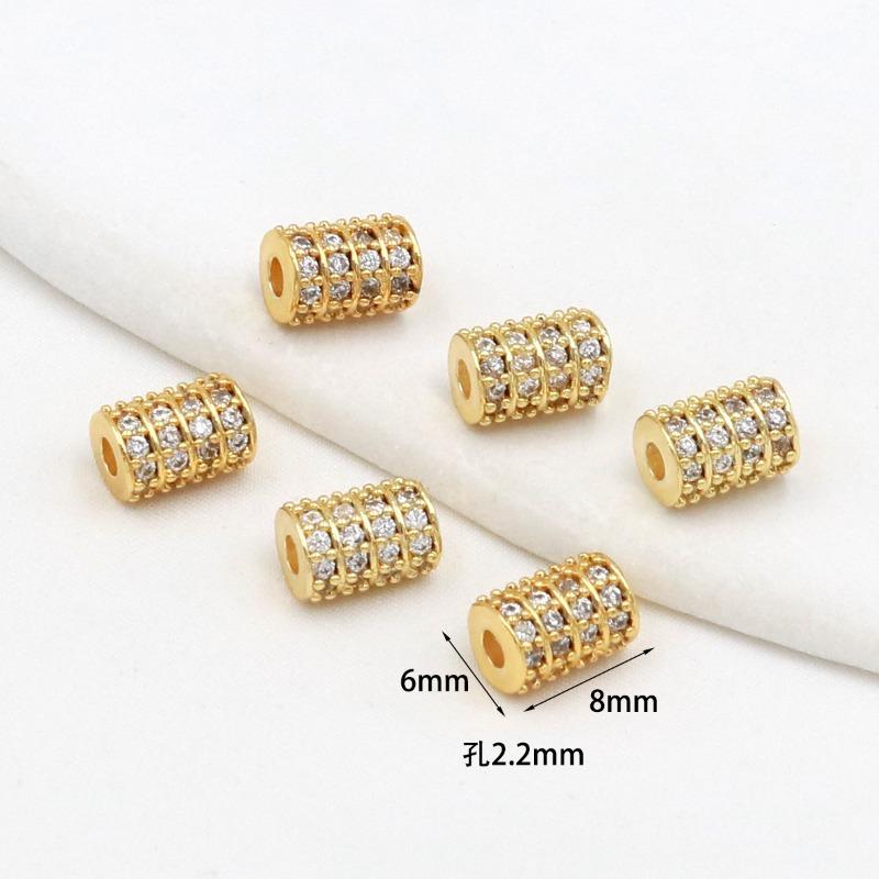 Farbechtheit k Echtgold mikro-eingefasster Zirkon Fassperlen Straße durchbohrt kleine Taille Kristallarmband DIY Perlenabstandshalter mit Perlen C