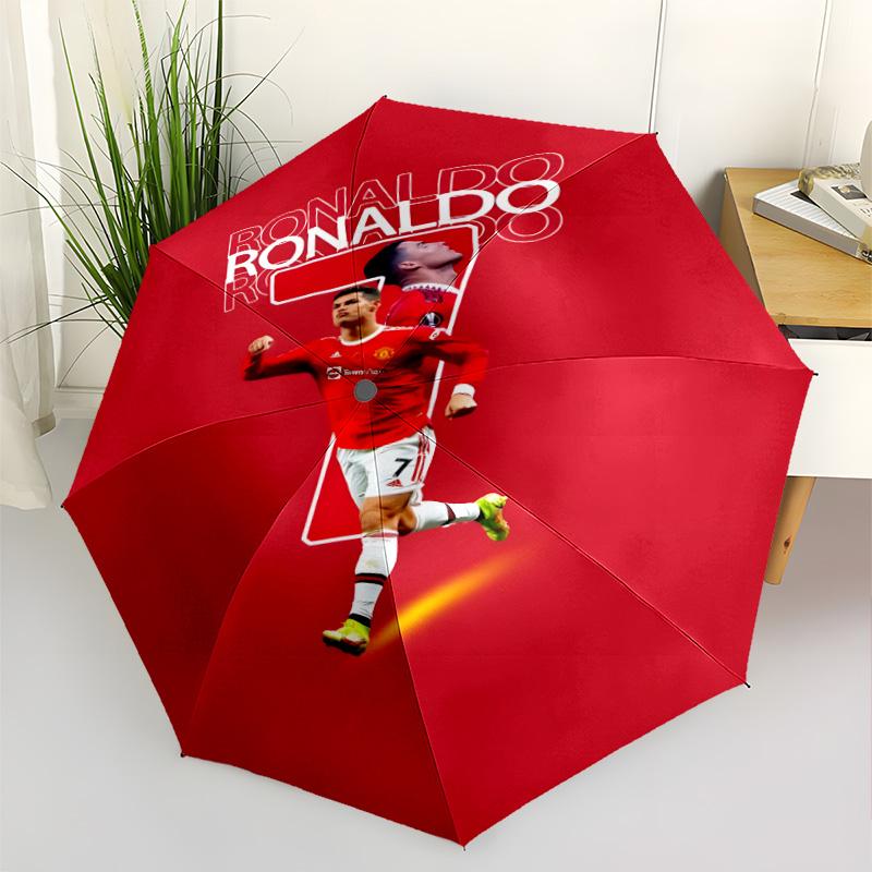 Portuguese Soccer Star Celebration Outdoor Automatic Umbrella Retractable Design with 8-Rib Durability Sturdy Construction All-Season Travel