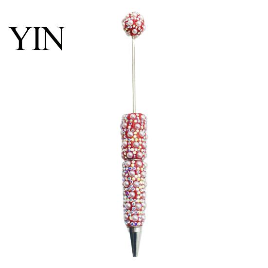 Luxury Faux Diamond Pen DIY Beadable Pen, Rhinestone Pearl Ballpoint Fancy Glitter Creative for Crafting, Student Stationery Office Writing