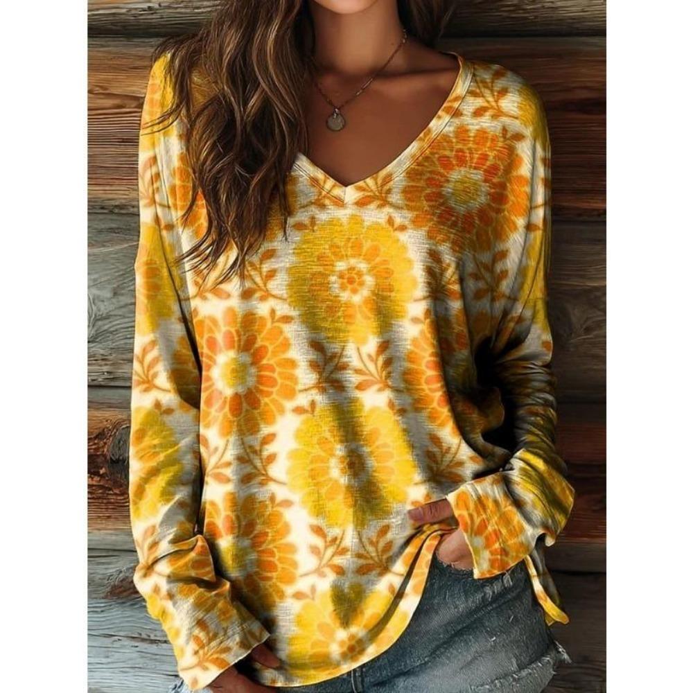 Spring Autumn Europe America Style Fashion V-neck Women's T-shirt Pullover Women Long Sleeve Clothing Outdoor Casual Tees Top