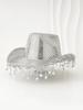 Unisex Sequin Tassel Star Cowboy Jazz Hat with Wide Brim