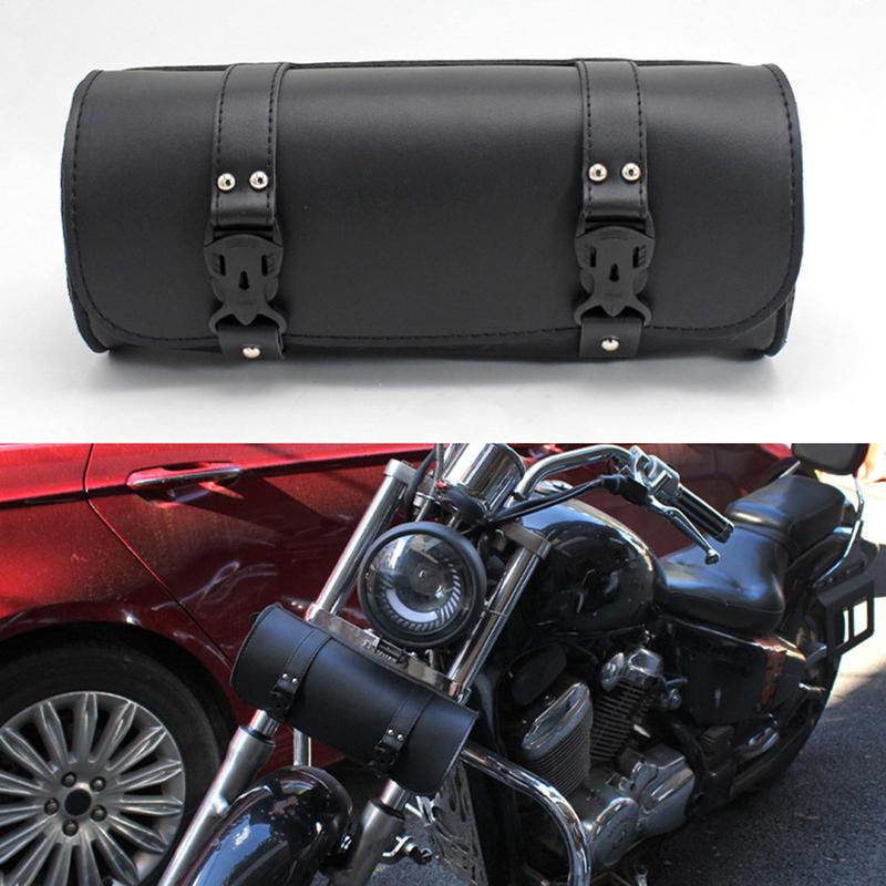Motorcycle Tool Bag PU Leather Front Fork Handlebar Saddlebag Roll Tail Storage Bag Waterproof Dirty Bikes Saddlebags Tool Pouch
