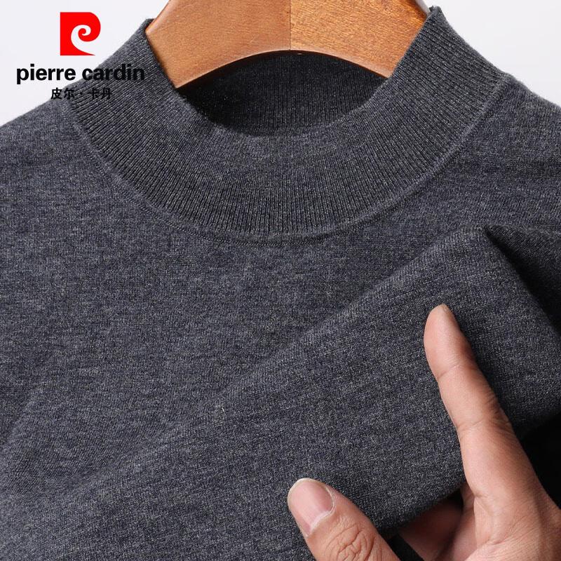 Pierre Cardin Men's 100% Pure Wool 3/4 Sleeve Semi-High Collar Sweater