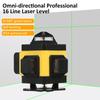 4D Omni-directional Professional Laser Level 16 Line Laser Level Tool 4×360° Green Beam Self