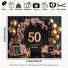 Elegant 50th Birthday Party Background - "Happy Birthday" Design Roses Candles and Balloons Birthday Party Decorations